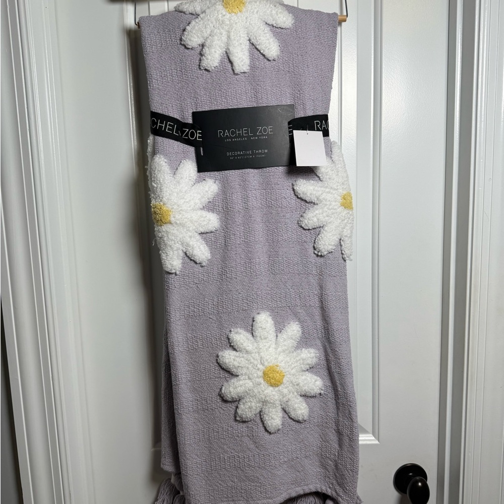 Rachel Zoe Lavender Throw with Floral Accents